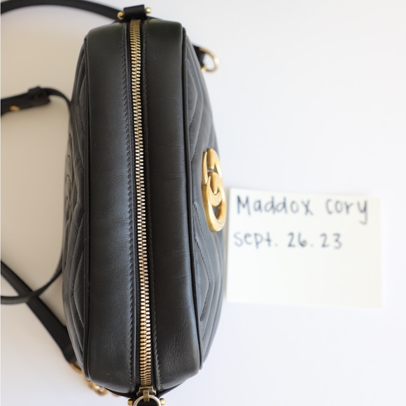 GG MARMONT SMALL SHOULDER BAG BLACK LEATHER - Picture 3 of 14